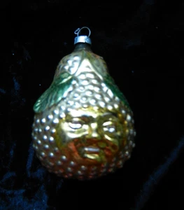 Birne mit Gesicht 6,5cm, Weihnachten ,alter Christbaumschmuck , Glas ,50erJahre - Bild 1 von 2