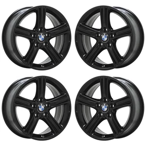 17" BMW 320 328 330 335 340 428 430 Black wheels rims OEM set 71535 EXCHANGE - Picture 1 of 8