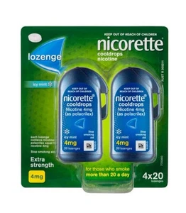 Nicorette Cooldrops Quit Smoking Nicotine Lozenges Icy Mint 4mg 80 Pack - Picture 1 of 2