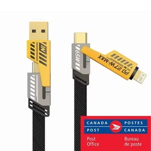 65W 4 in 1 Multi Charging Cable Braided USB C Charge Cord Data Transfer - Photo 1 sur 10
