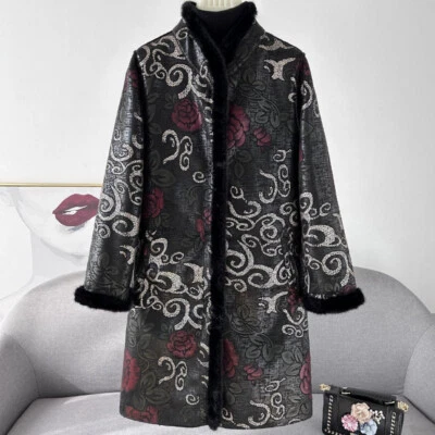 Abrigo Mujer Estilo Chino Retro Manga Larga Bordado Floral Silm Cálido Informal Foto 1 de 4