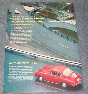 1964 Porsche 356 Vintage Color Ad "You Can Stamp on Porsche Brakes All The Way.. - Picture 1 of 1