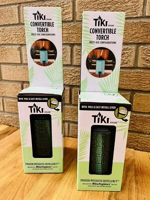 TIKI Brand Convertible Torch, 68” Full Size, 54" Garden, 8” Table, Teal Glass 2 - Image 1 of 4