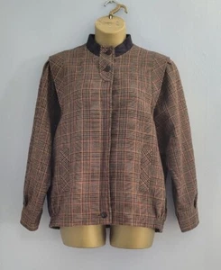 Avoca Wool Plaid Jacket Womens Check Vintage Coat Country Made In Ireland Large - Picture 1 of 7