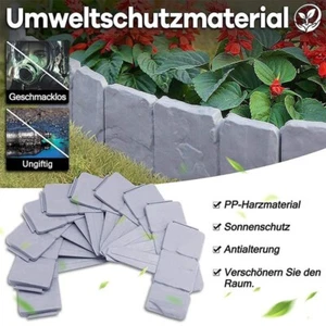 (10PCS)Garden Fence Border Plastic Stone Effect Flowerbed Grass Lawn Plant De - Picture 1 of 11