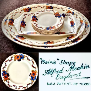 Set of 9 Rare Antique Alfred Meakin “Osiris” Ironstone Dinnerware Dishes (3.6kg) - Picture 1 of 24