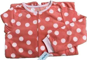 New Girls Carter's One-Piece Fleece Footed Pajamas-Polka Dot 6 7 8 10 12 14 - Picture 1 of 2