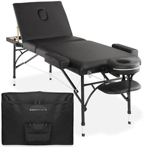 Portable Massage Table - Tri-Fold Aluminum Legs with Carrying Case - Black - Picture 1 of 7