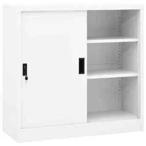 Office Cabinet with Sliding Door White 90x40x90 cm Steel vidaXL - Picture 1 of 9