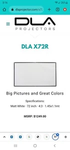 DLA Projectors X72R Digital Projector Self Lock Screen - Picture 1 of 2