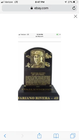 MARIANO RIVERA HALL OF FAME PLAQUE SGA HOF 8/17/2019 YANKEES Cover