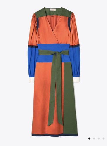 Abito avvolgente Tory Burch multicolore colorblock seta raso manica lunga leggi descrizione