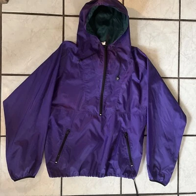 复古 Helly Hansen 套衫紫色风衣 1/2 拉链 Anorak 连帽 M 码 — 第 1/4 张图片