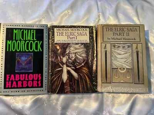 Michael Moorcock Elric Saga Part 1 & 2 1984 Hardcover HCDJ BCE fabulous harbors - Picture 1 of 9