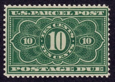 US Scott JQ4, 1913 Parcel Post, 10c dark green, NH MINT - Image 1 of 2