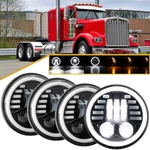 4PCS 5.75" LED Headlight Hi/Lo Beam DRL Turn Signal For Kenworth W900A Truck - Picture 1 of 12