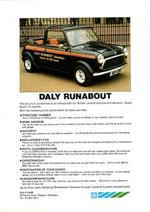 DALY RUNABOUT MINI CABRIO um 1978 1980 1981 1982 UK Marktprospekt - Bild 1 von 2