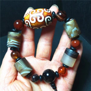 Raro 75.3G Hermoso Gobi Ojos de Ágata Pulsera/Piedra Curación B492 - Imagen 1 de 14