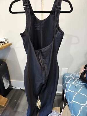 Isavela Compression Bodysuit 2X Black Solid Nylon Spandex Stretch Open Chest - Image 1 of 4