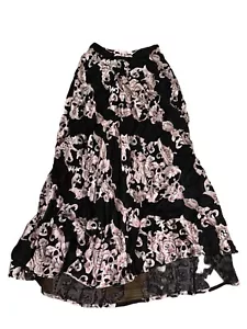 Roz & Ali Size XS Pink & Black Paisley Maxi Skirt Elegant Design - Picture 1 of 6