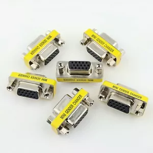 6 Stück VGA Gender Changer Kupplung (Buchse-Buchse) - Mini DB15 Adapter Steckverbinder - Bild 1 von 4