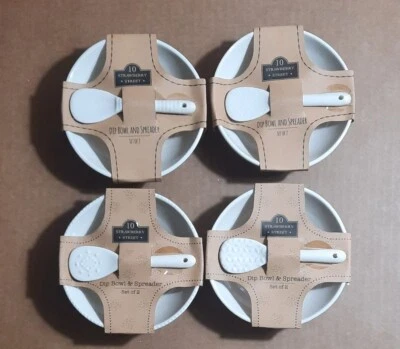 Dip Bowl and Spreader 10 Strawberry Street White colección artesanal Foto 1 de 4