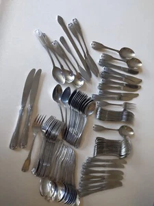 95 Piece Set NATIONAL STAINLESS JAPAN Shell Design 14 PLACE SETTINGS & MORE - Picture 1 of 6