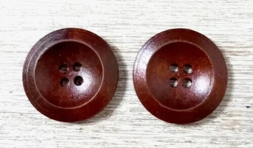 Темное дерево шитья кнопки 4 отверстия коричневый 1 дюйм 2шт набор новый - Изображение 1 из 2