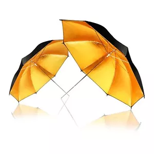 LSP Photography Black & Gold Photo Studio Umbrella Light Reflector, Set of 2 - Picture 1 of 6