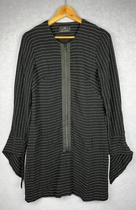 Cue Dress Long Sleeve Front Zip Shift Pinstripe Size 8 Made In Australia - Picture 1 of 8