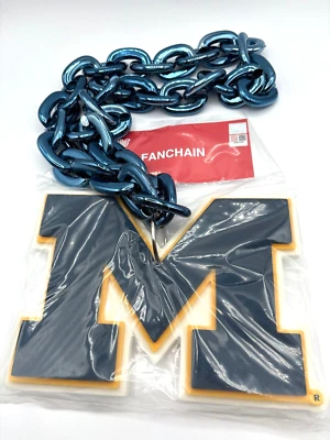 New Aminco NCAA Blue Michigan Wolverines Fan Chain Necklace FREE SHIPPING foam - Image 1 of 3