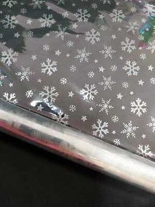 Rollo de celofán de Navidad copo de nieve plateado 10 metros 20 metros 50 metros 100 cestas - Imagen 1 de 4