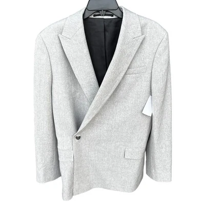 Top Hombre Doble Botón Blazer Chaqueta Deportiva Cepillado Gris Claro 36R Nuevo Con Etiquetas Foto 1 de 4