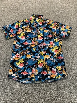 Camisa Hawaiana Parque Jurásico/Mundo Para Hombre M Azul Floral Universal Studios Foto 1 de 4