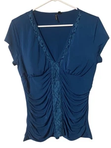 HeartSoul gerafftes Y2K Top Damen XL türkis Stretch Strick Spitze Fee Whimsigoth Punk - Bild 1 von 18