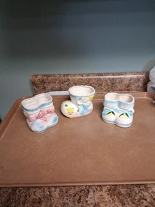 Baby Booties Planters Set Of 3 Vtg - Picture 1 of 12