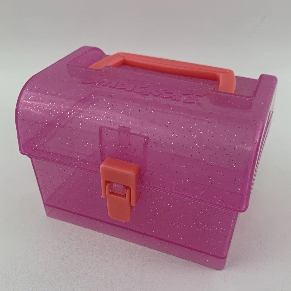 Recipiente de armazenamento vintage Lip Smackers rosa glitter lil caixa do tesouro colecionador - Imagem 1 de 4