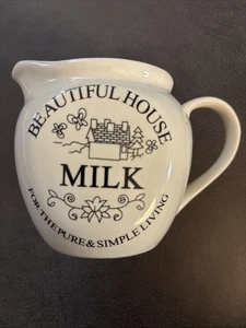 VTG Beautiful House Country Pitcher IvoryBlack Henry Watson Pottery England G71 - Picture 1 of 6