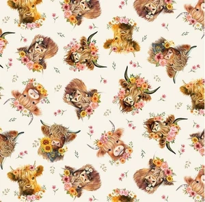 Timeless Treasures You Are My Sunshine Highland Cows Cotton Fabric by the Yard - Picture 1 of 4
