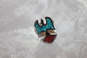 Decorative Ring - Teal / Turquoise & Silver - Size 6 - Picture 1 of 3