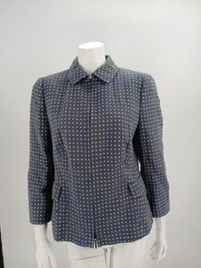 Akris Punto Womens Zip Front Jacket Size 12 Blue Gray - Picture 1 of 16