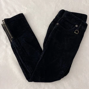 RALPH LAUREN Corduroy Jeans Girls SZ 6 Navy Blue Skinny Fit Ankle Zippers Bridle - Picture 1 of 9
