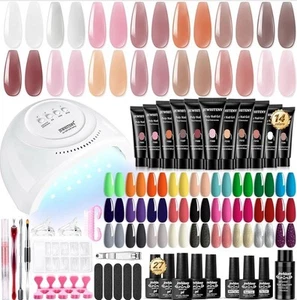 14 Colors Poly Gel Nail Kit 27 Colors Gel Nail Polish Kit With U V Light - Picture 1 of 5