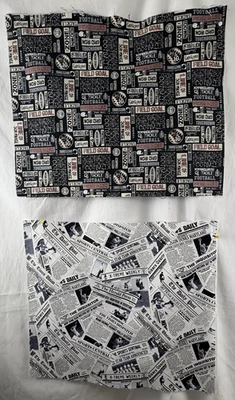 Лот из 2 FQs хлопок лоскутное одеяло ткани спортивная тема, футбол и газеты стиль печати - Изображение 1 из 4