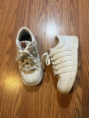 Zapatillas Tenis Vintage Y2K K-SWISS Cuero Blanco Bajo Niños Talla 10 Retro Preppy Foto 1 de 4