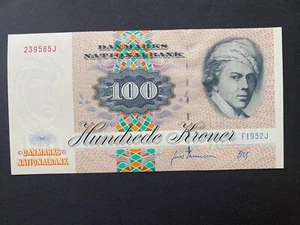 DENMARK 100 kroner F1 1995 UNC, Moth, 1992A issue KM54b NICE - Picture 1 of 6