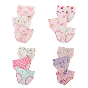 3-Pack 3-12Y Girls Soft Cotton Underwear Comfty Briefs Breathable Undies Panties - Picture 1 of 16