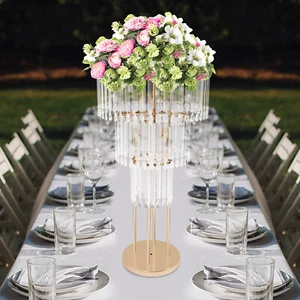 3 Tiers Crystal Flower Stand Wedding Flower Stand Flower Arrangement Decor Gold - Picture 1 of 19