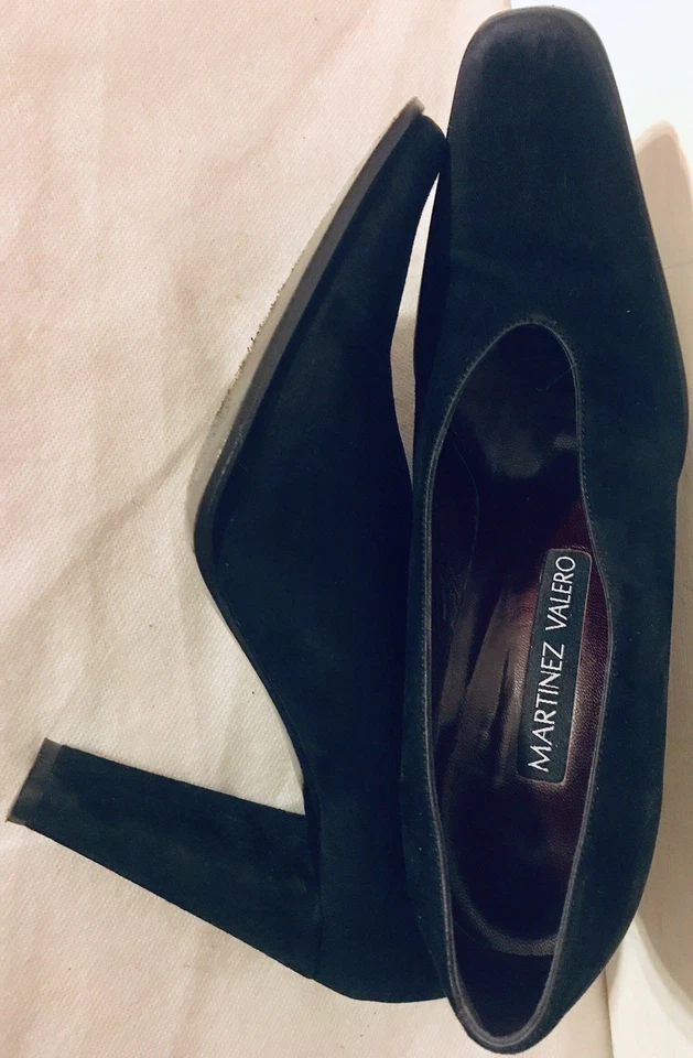 Martinez Valero Negro Vintage Gamuza Española Cuero Mujer Talla 8.5 M Usado en Excelente Condición Foto 1 de 4