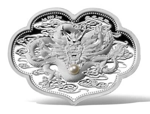 Moneda de Plata Samoa 2022 Dragones Jugando con Cuentas 2 OZ Certificado de Autenticidad - Imagen 1 de 3